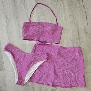 Fuchsia Glitter Bikini and Skirt Victoria's Secret